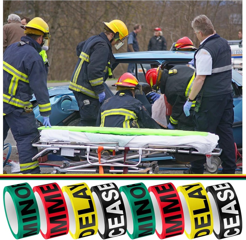 Innconee Triage Tape Kit 8 Rolls Emergency Medical Tapes (Black/red/Yellow/Green) for First Aid, Casualty Tagging & Incident Response, Deceased/immediate/Delayed Marking Bands, 1.5" x 200ft - Image 2